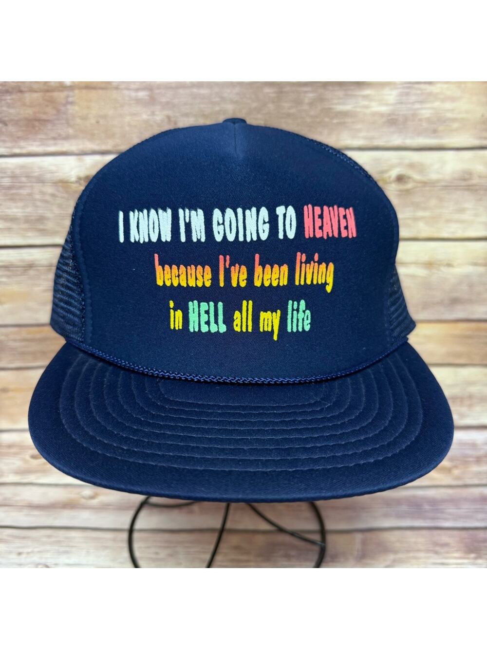 Unbranded, Heaven and Hell, Navy Graphic Trucker Hat. Excellent condition!